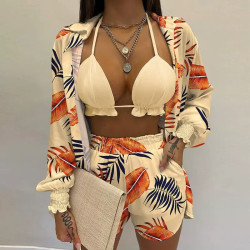Women's Sexy Three-piece Set Spring Beach Fashion Shorts Set
