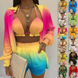 Women's Sexy Three-piece Set Spring Beach Fashion Shorts Set