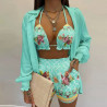 Women's Sexy Three-piece Set Spring Beach Fashion Shorts Set