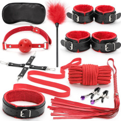 Adult sex plush 10-piece set .a complete set.women's leather handcuffs.husband and wife flirting.bondage.alternative sex toys
