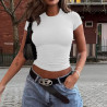 Spring and summer solid colour top waist-tight short slim body navel T-shirt