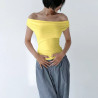 Sleeveless lace-up bottom top, summer sexy A-line collar off-the-shoulder T-shirt