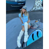 Summer women's clothing new fashion trend letter print slim slimming round-neck hot girl pure cotton T-shirt