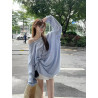 Breathable sunscreen printed blouse long-sleeved T-shirt women's summer loose slimming medium and long exposed top