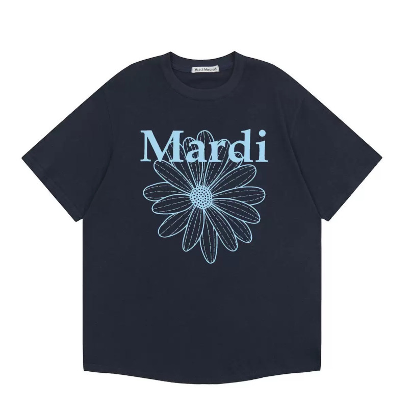 Short-sleeved small daisy dachshund dog print summer round-neck pure cotton gold high silver same style loose T-shirt women