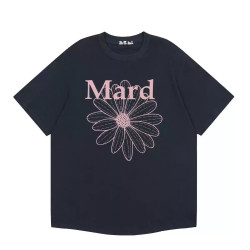Short-sleeved small daisy dachshund dog print summer round-neck pure cotton gold high silver same style loose T-shirt women