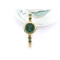 Xinjiang Hetian jade watch with diamond and waterproof quartz watch