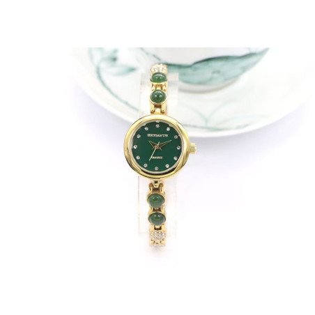 Xinjiang Hetian jade watch with diamond and waterproof quartz watch