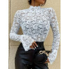 Sexy cashew flower lace slim body slim outerwear with flared sleeve top for women