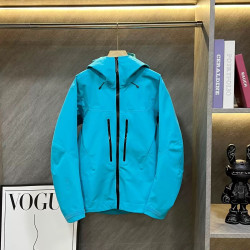 Windbreaker, windproof, waterproof, three-layered rubber jacket, spring and autumn hooded jacket