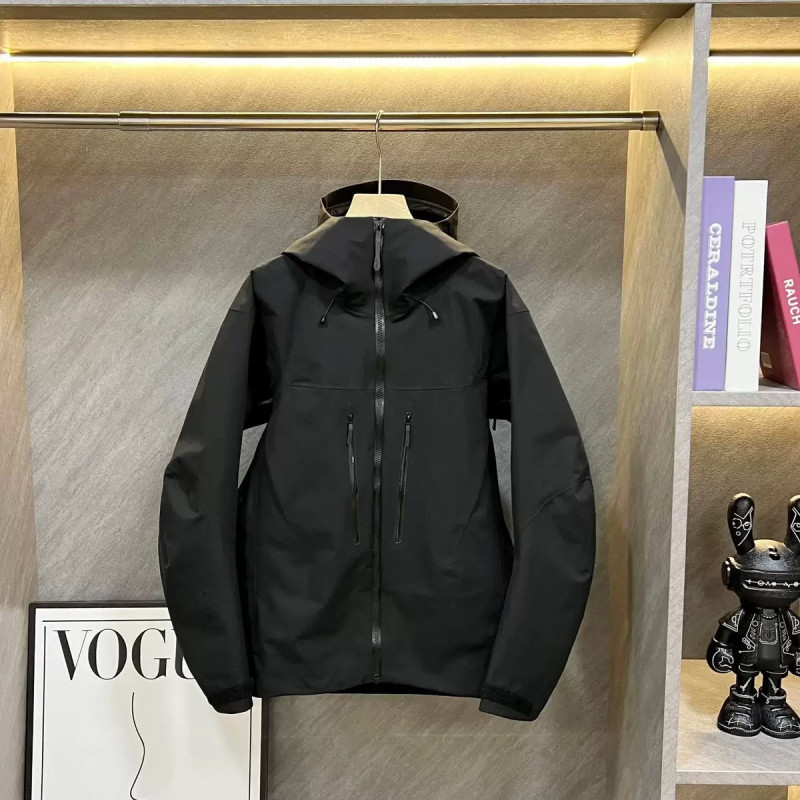 Windbreaker, windproof, waterproof, three-layered rubber jacket, spring and autumn hooded jacket