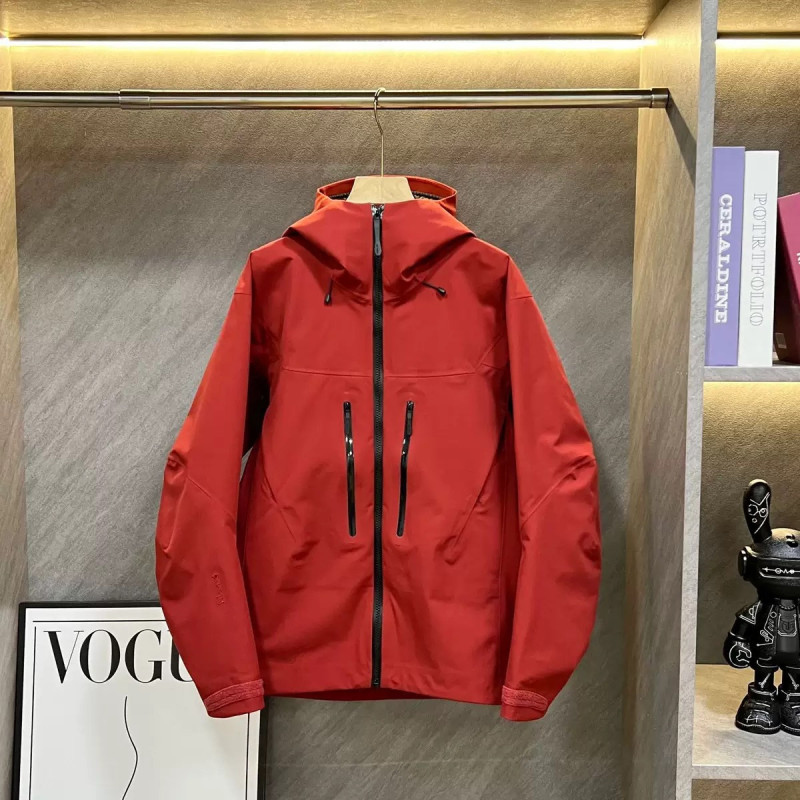 Windbreaker, windproof, waterproof, three-layered rubber jacket, spring and autumn hooded jacket