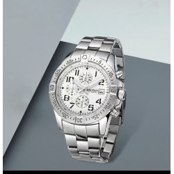 Men's solid steel strap multi-function chronograph waterproof calendar business watch