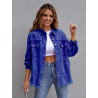 Denim jacket women's solid colour loose jacket hole long-sleeved women's denim shirt