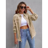 Denim jacket women's solid colour loose jacket hole long-sleeved women's denim shirt
