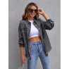 Denim jacket women's solid colour loose jacket hole long-sleeved women's denim shirt