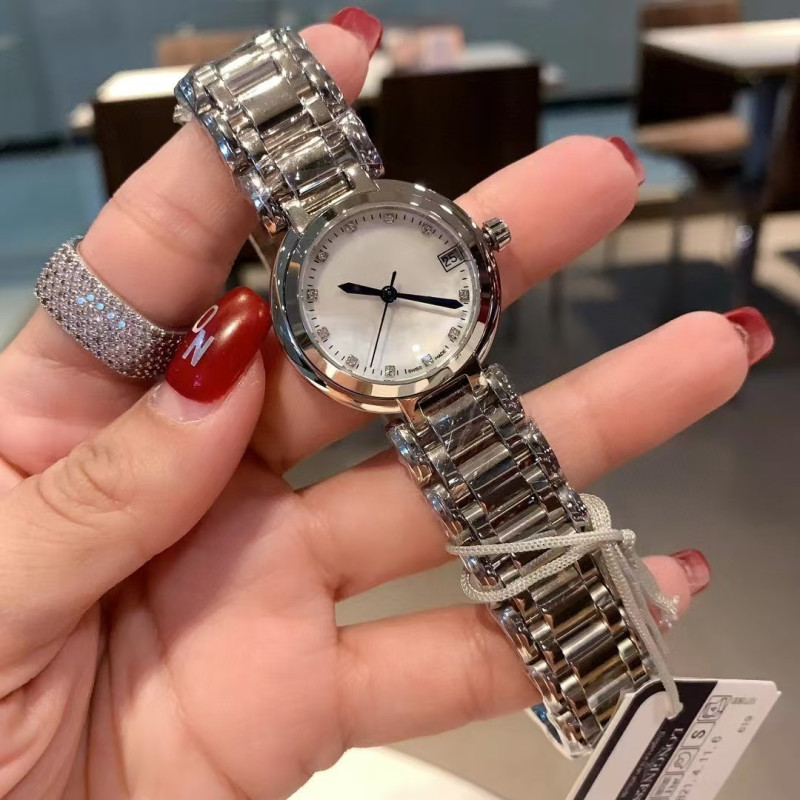 Moon phase star mother of pearl rose gold stainless steel strap watch for women