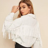 Denim jacket women's solid colour loose jacket hole long-sleeved women's denim shirt
