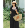 Temperament French shell U-neck dress plus size women's waist a-shaped medium-length skirt