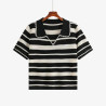 Plus size women's elastic sweet style polo collar top loose short-sleeved T-shirt women