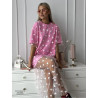 Sexy women's long love mesh stitching loose short-sleeved T-shirt dress