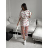 Sexy women's long love mesh stitching loose short-sleeved T-shirt dress