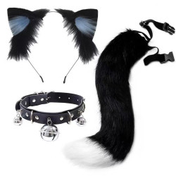Cosplay cat ears hair hoop cat tail jewellery handmade cute cat girl beast ears hair ornaments beast tail accessories set