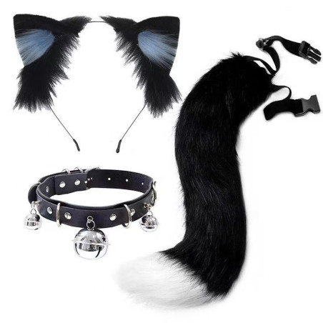 Cosplay cat ears hair hoop cat tail jewellery handmade cute cat girl beast ears hair ornaments beast tail accessories set