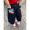 Colourful letter print design three-piece pants summer new straight casual loose denim shorts trend
