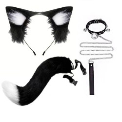 Cosplay cat ears hair hoop cat tail jewellery handmade cute cat girl beast ears hair ornaments beast tail accessories set