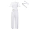 Sexy lace hollowed-out short-sleeved strap high-waisted wide-leg foreign trade jumpsuit