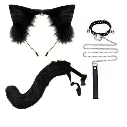 Cosplay cat ears hair hoop cat tail jewellery handmade cute cat girl beast ears hair ornaments beast tail accessories set
