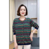 [Comfortable and warm] Knitted sweater cardigan women's striped shirt casual western style middle-aged mother