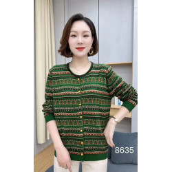[Comfortable and warm] Knitted sweater cardigan women's striped shirt casual western style middle-aged mother