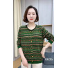 [Comfortable and warm] Knitted sweater cardigan women's striped shirt casual western style middle-aged mother