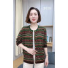 [Comfortable and warm] Knitted sweater cardigan women's striped shirt casual western style middle-aged mother