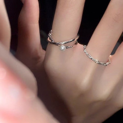 Niche design plain ring high-end fashion personality open ring for women