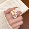 Exaggerated white petal zircon ring for women