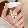 Exaggerated white petal zircon ring for women