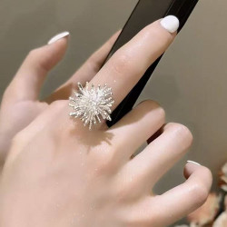 Silver Fireworks Zirconia Adjustable Ring