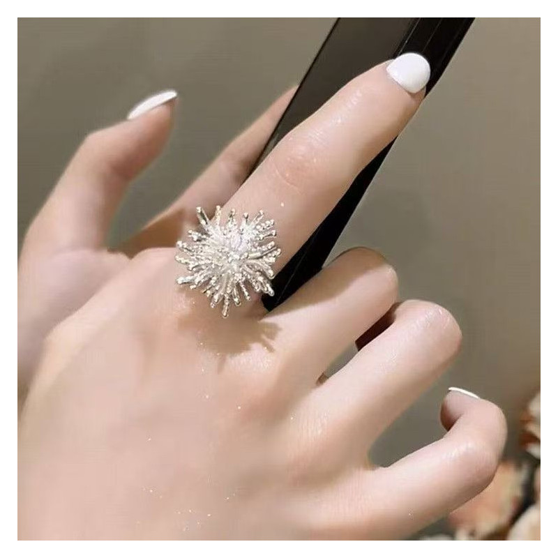 Silver Fireworks Zirconia Adjustable Ring
