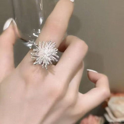 Silver Fireworks Zirconia Adjustable Ring