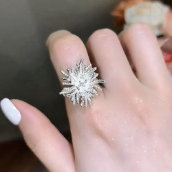 Silver Fireworks Zirconia Adjustable Ring