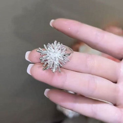 Silver Fireworks Zirconia Adjustable Ring