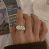 Hip-hop ring style pleated female irregular versatile stacking index finger cold ring adjustable