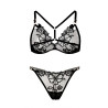 French triangle cup large size underwear women's pure desire sexy mesh embroidery ultra-thin no steel hoop erotic bra set