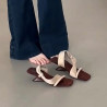 The niche high-end French fairy-style one-word slippers summer temperament high-heeled sandals outerwear fashion