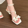 Beautiful butterfly square toe sandals women's summer fashion fairy style with skirt thin heels high heels