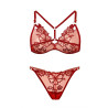French triangle cup large size underwear women's pure desire sexy mesh embroidery ultra-thin no steel hoop erotic bra set