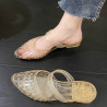 Crystal slippers women's outerwear non-slip odour-proof jelly slope heel wrap head cool slippers beach office two wear